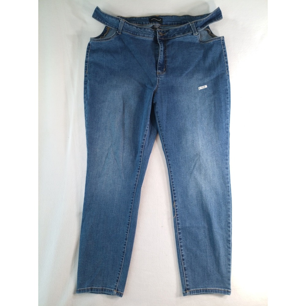 Ashley Stewart Jeans Womens Size 20 Plus Stretch Denim Blue Mid Rise Straight(P)